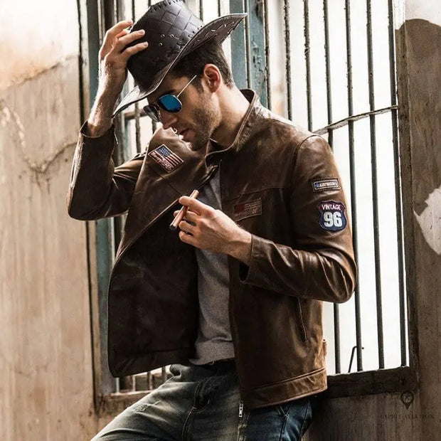 Blouson Pilote Homme<br/> Vachette Marron Esprit-Aviation