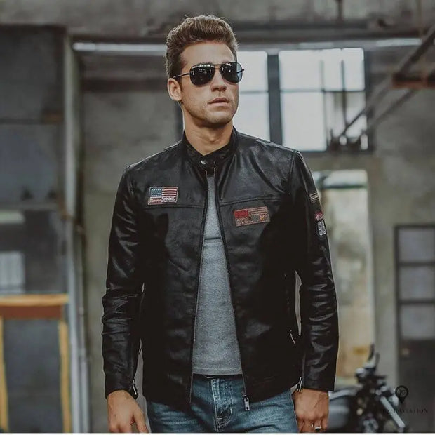 Blouson Pilote Homme<br/> Vachette Noir Esprit-Aviation