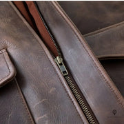 Blouson en cuir véritable Vintage marron | Esprit-Aviation