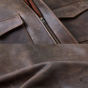 Blouson en cuir véritable Vintage marron | Esprit-Aviation