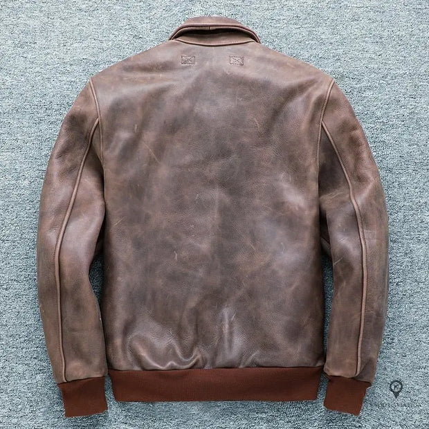 Blouson en cuir véritable Vintage marron | Esprit-Aviation
