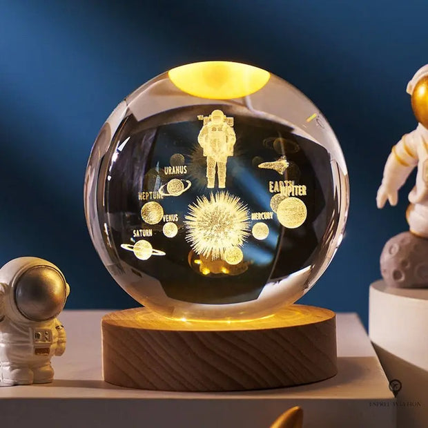 Boule de cristal 3D gravée | Esprit-Aviation