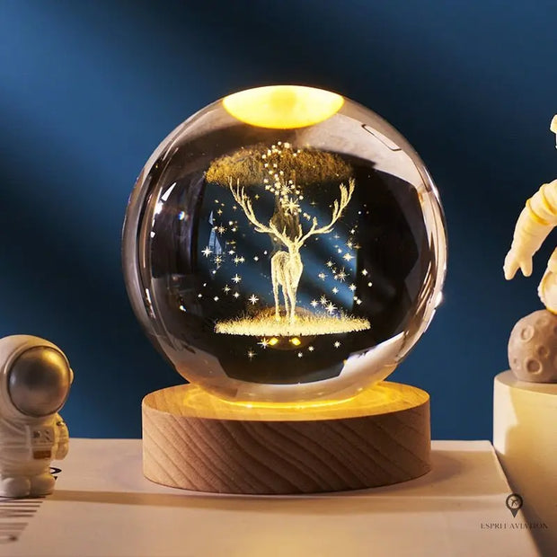 Boule de cristal 3D gravée | Esprit-Aviation