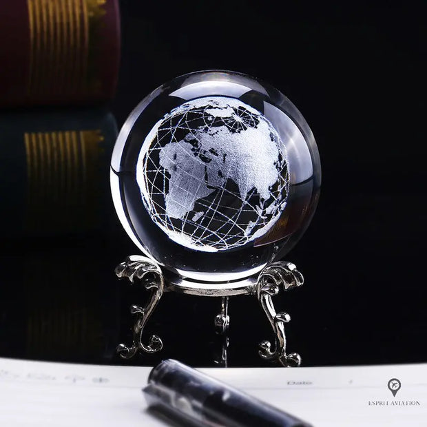 Boule de cristal gravée au laser 3D | Esprit-Aviation