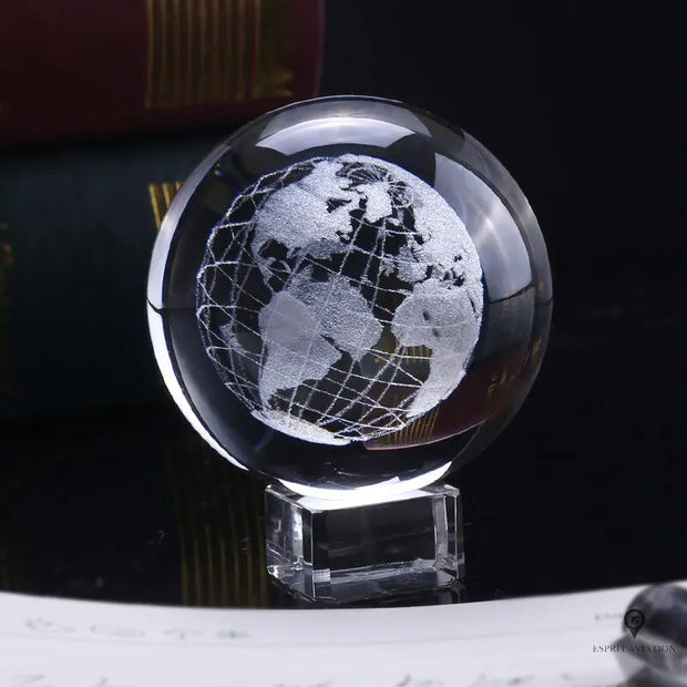 Boule de cristal gravée au laser 3D | Esprit-Aviation