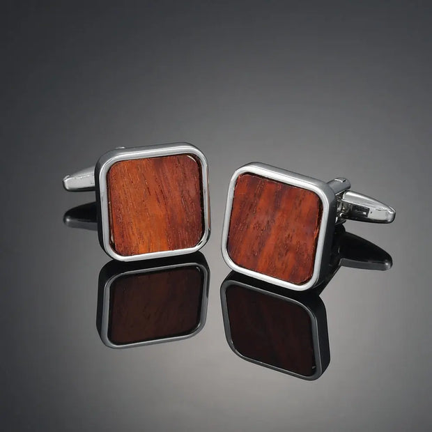 Boutons de Manchette - Argent & Bois | Esprit-Aviation