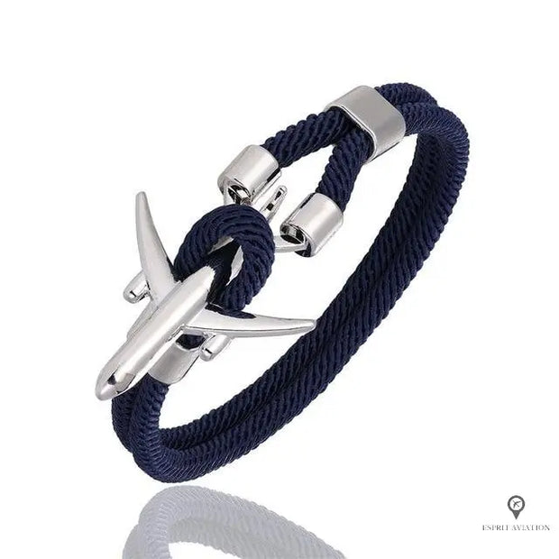 Bracelet Avion Argenté Bleu Esprit-Aviation