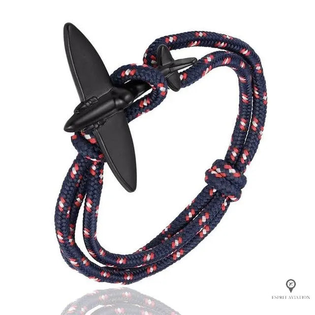 Bracelet Avion Corde Bleu Marine Esprit-Aviation