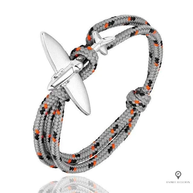 Bracelet Avion Corde Gris Esprit-Aviation
