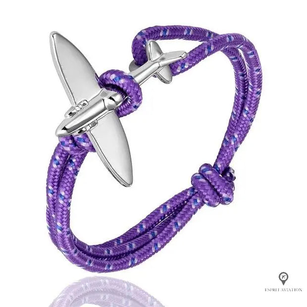 Bracelet Avion Corde Violet Esprit-Aviation