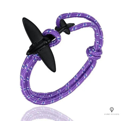 Bracelet Avion Corde Violet et Bleu Esprit-Aviation