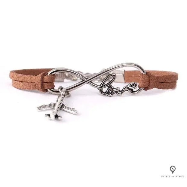 Bracelet Avion Cuir Marron Femme Esprit-Aviation
