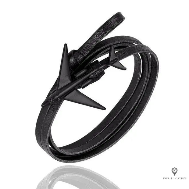 Bracelet Avion Homme Noir Esprit-Aviation