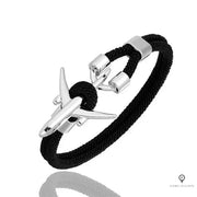 Bracelet Avion Noir Argenté Esprit-Aviation