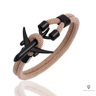 Bracelet Avion Noir et Beige Esprit-Aviation