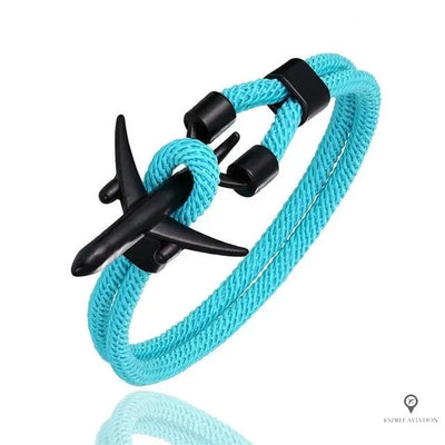 Bracelet Avion Noir et Bleu Clair Esprit-Aviation