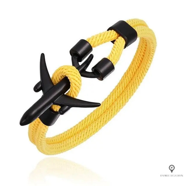 Bracelet Avion Noir et Jaune Esprit-Aviation