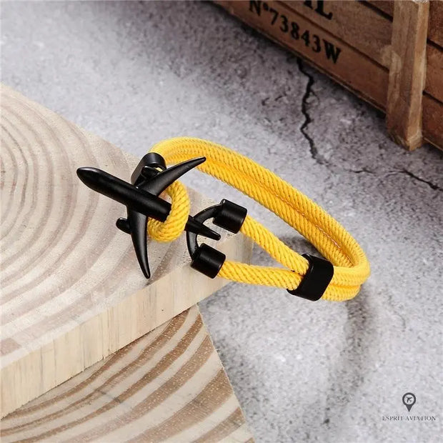 Bracelet Avion Noir et Jaune Esprit-Aviation