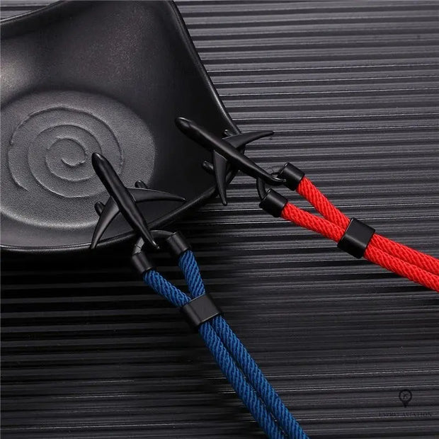 Bracelet Avion Noir et Rouge Esprit-Aviation