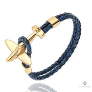 Bracelet Avion de Chasse Doré Bleu Esprit-Aviation