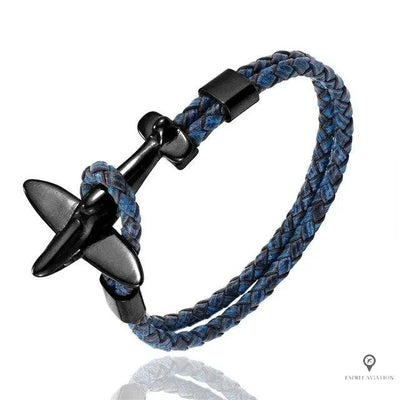Bracelet Avion de Chasse Noir Bleu Esprit-Aviation
