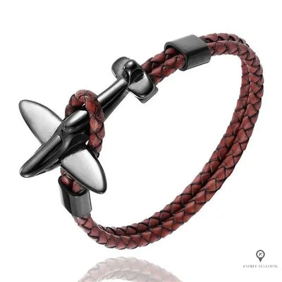 Bracelet Avion de Chasse Noir Café Esprit-Aviation