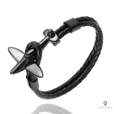 Bracelet Avion de Chasse Noir Esprit-Aviation