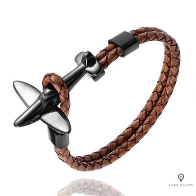 Bracelet Avion de Chasse Noir Marron Esprit-Aviation