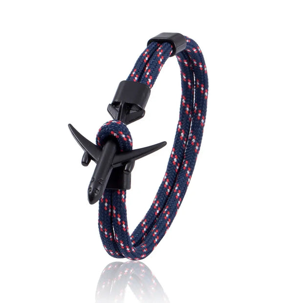 Bracelet Cordage Avion Marine | Esprit-Aviation