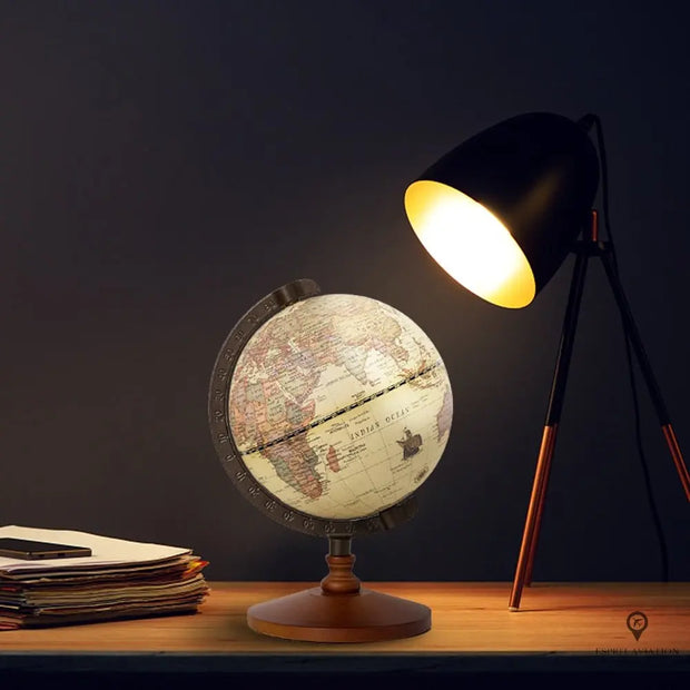 Carte de globe en bois vintage | Esprit-Aviation