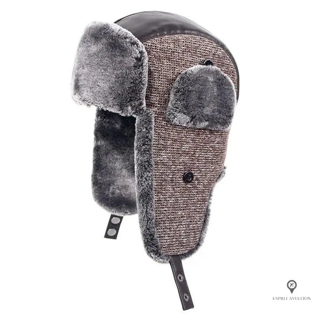 Chapka Aviateur Grise et Fausse Fourrure | Esprit-Aviation
