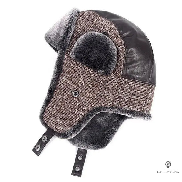 Chapka Aviateur Grise et Fausse Fourrure | Esprit-Aviation