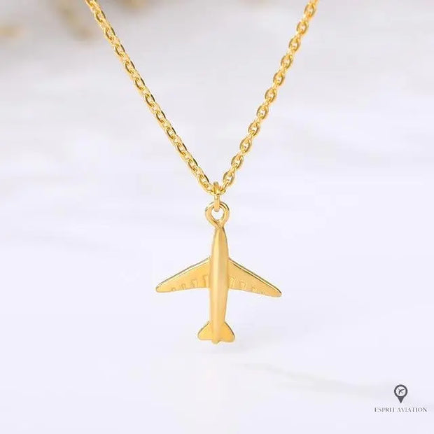 Collier Avion Vintage Doré | Esprit-Aviation