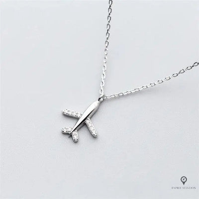 Collier Avion argent et large | Esprit-Aviation