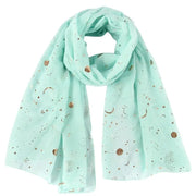 FOXMOTHER 2021 New Fashion Navy Star Moon Foil Gold Scarf For Womens Chirstmas Gifts Esprit-Aviation