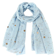 FOXMOTHER 2021 New Fashion Navy Star Moon Foil Gold Scarf For Womens Chirstmas Gifts Esprit-Aviation