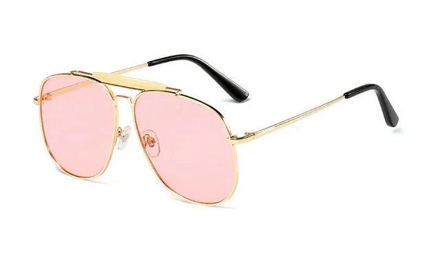 Lunettes de soleil aviateur filaire embellies de pierres or rose