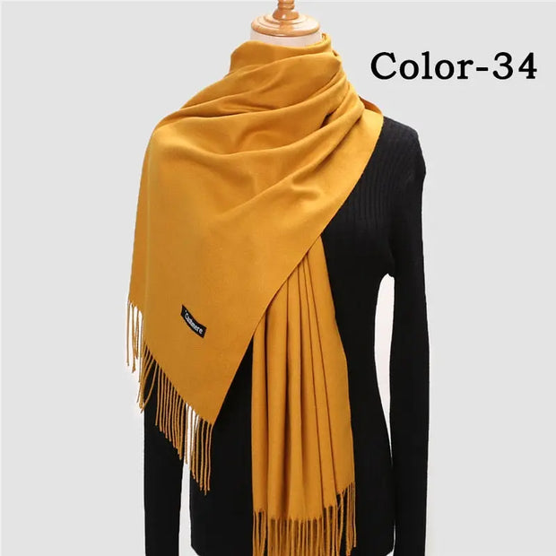 New Winter Solid Scarf Women Warm Cashmere Scarves Ladies Hijab Neck Long Shawl Wraps Foulard Female Head Pashmina Bandana 2022 Esprit-Aviation