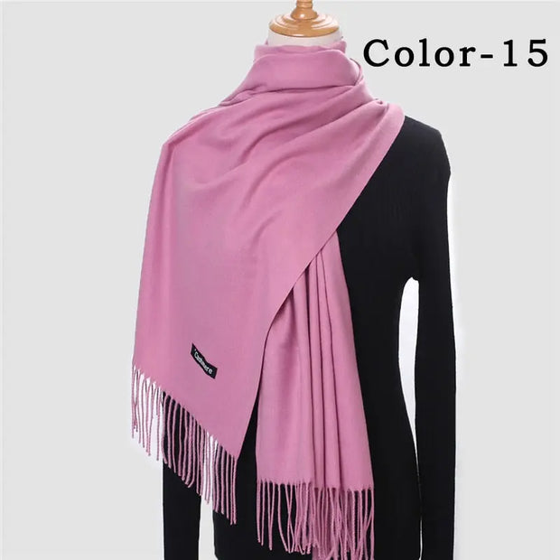 New Winter Solid Scarf Women Warm Cashmere Scarves Ladies Hijab Neck Long Shawl Wraps Foulard Female Head Pashmina Bandana 2022 Esprit-Aviation