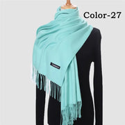 New Winter Solid Scarf Women Warm Cashmere Scarves Ladies Hijab Neck Long Shawl Wraps Foulard Female Head Pashmina Bandana 2022 Esprit-Aviation