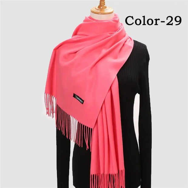 New Winter Solid Scarf Women Warm Cashmere Scarves Ladies Hijab Neck Long Shawl Wraps Foulard Female Head Pashmina Bandana 2022 Esprit-Aviation