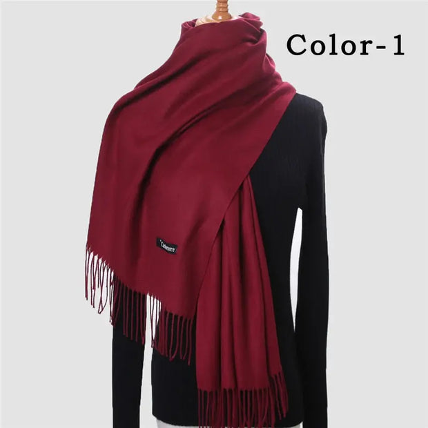 New Winter Solid Scarf Women Warm Cashmere Scarves Ladies Hijab Neck Long Shawl Wraps Foulard Female Head Pashmina Bandana 2022 Esprit-Aviation