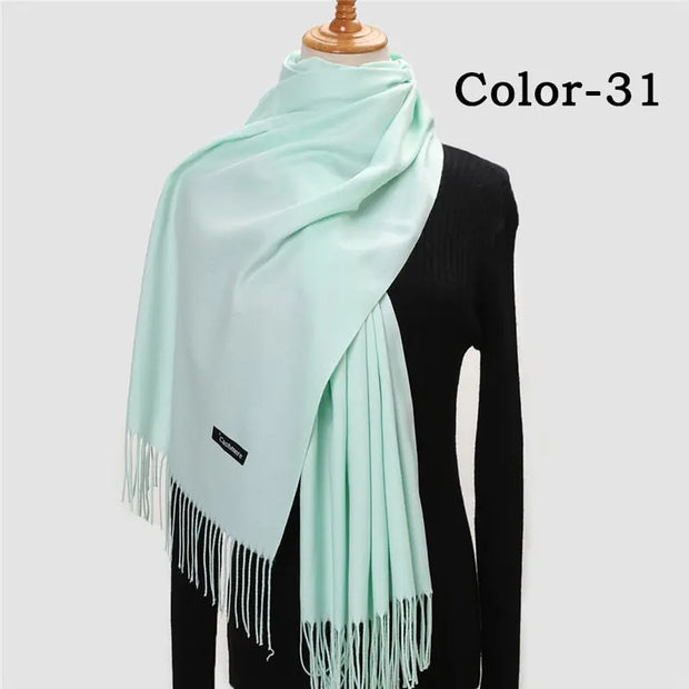 New Winter Solid Scarf Women Warm Cashmere Scarves Ladies Hijab Neck Long Shawl Wraps Foulard Female Head Pashmina Bandana 2022 Esprit-Aviation