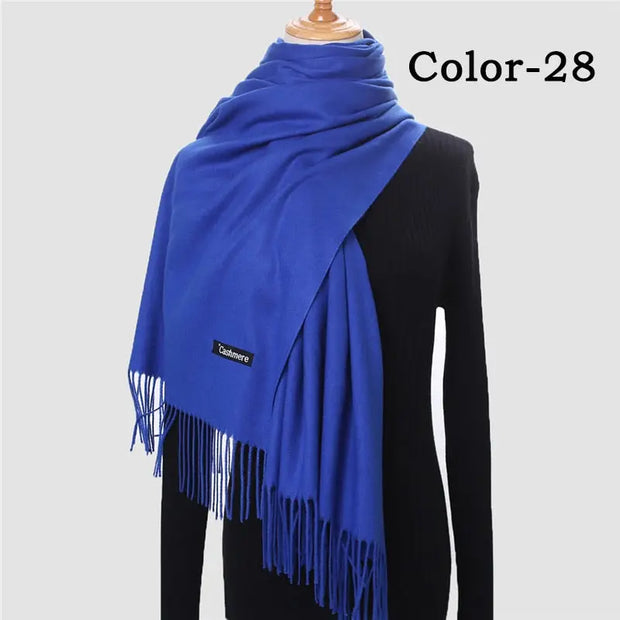 New Winter Solid Scarf Women Warm Cashmere Scarves Ladies Hijab Neck Long Shawl Wraps Foulard Female Head Pashmina Bandana 2022 Esprit-Aviation