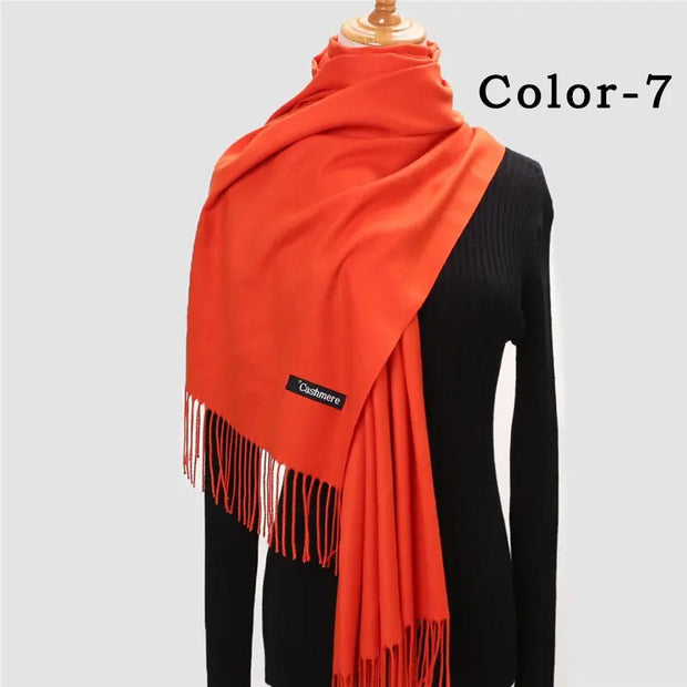 New Winter Solid Scarf Women Warm Cashmere Scarves Ladies Hijab Neck Long Shawl Wraps Foulard Female Head Pashmina Bandana 2022 Esprit-Aviation