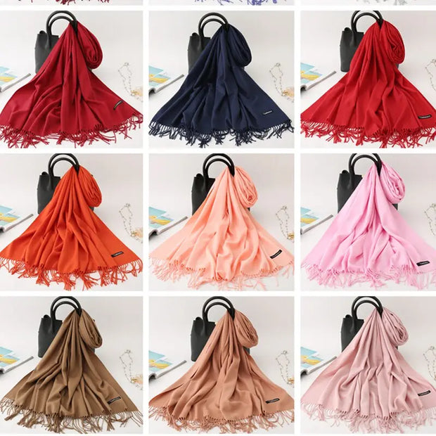 New Winter Solid Scarf Women Warm Cashmere Scarves Ladies Hijab Neck Long Shawl Wraps Foulard Female Head Pashmina Bandana 2022 Esprit-Aviation