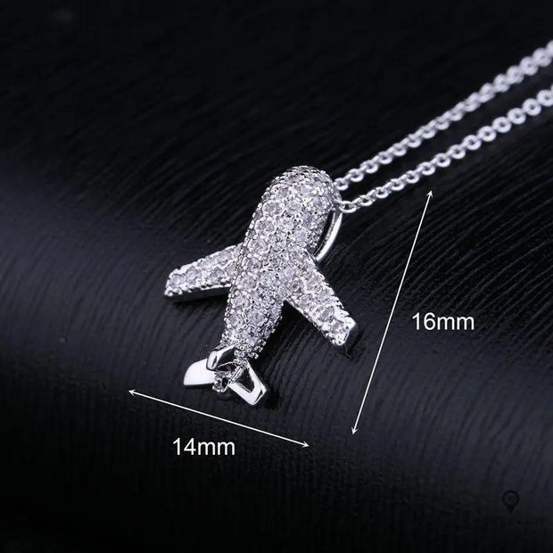 Pendentif Avion Femme Argenté | Esprit-Aviation