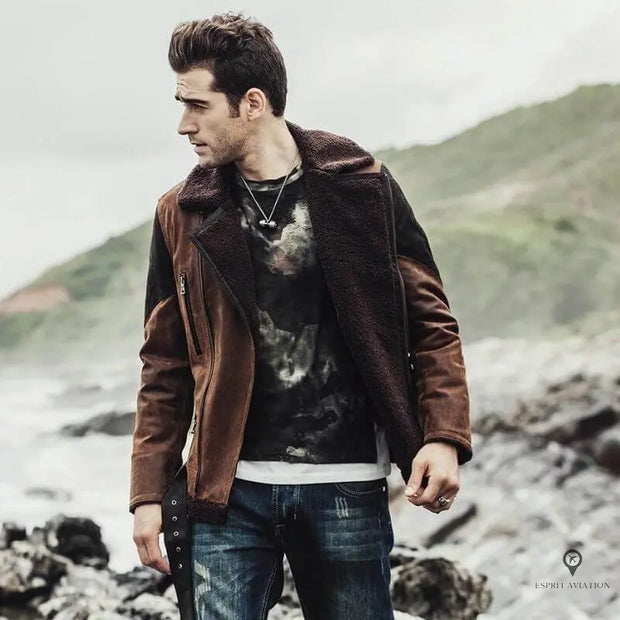 Veste Aviateur Homme Marron Esprit-Aviation