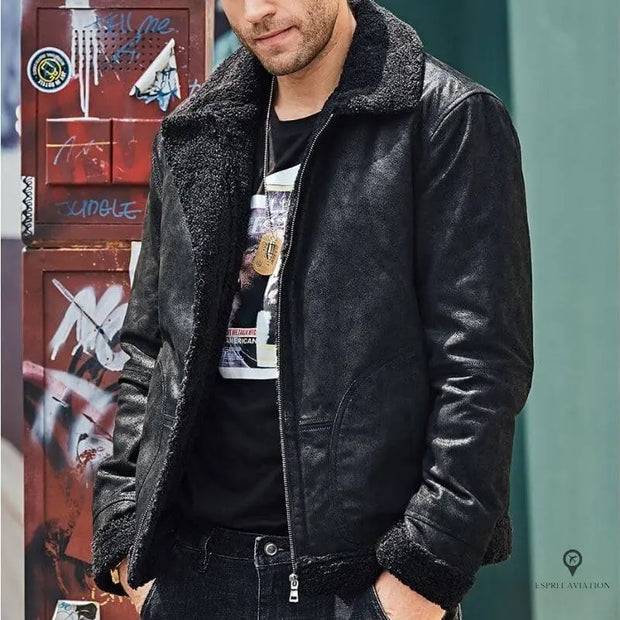 Veste Aviateur Homme Noire Esprit-Aviation