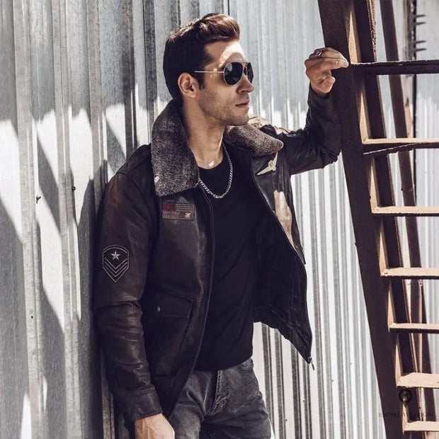 Veste Aviateur Homme Peau De Vache Retournée Esprit-Aviation